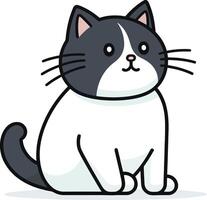 ai generado plano color vector de linda gato ilustración, blanco antecedentes.