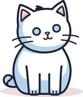 ai generado plano color vector de linda gato ilustración, blanco antecedentes.