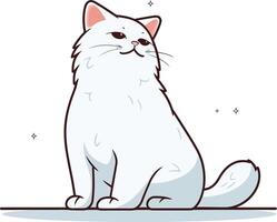 ai generado plano color vector de linda gato ilustración, blanco antecedentes.