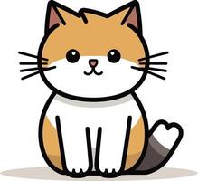 ai generado plano color vector de linda gato ilustración, blanco antecedentes.