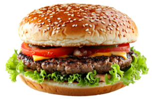 Classic hamburger isolated on transparent background With clipping path.3d render png