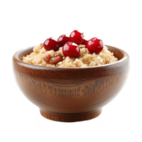 AI generated Bowl of oats porridge isolated on transparent background With clipping path.Healthy breakfast. 3d rendering png