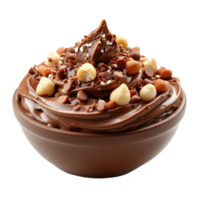 chocolate creme com nozes isolado em transparente fundo com recorte caminho.3d render png