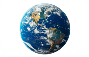 AI generated Blue planet earth isolated on transparent background With clipping path.3d rendering png