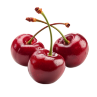 Three berries Cherry isolated on transparent background With clipping path.3d render png