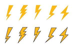 set of electricity, flash, lightning, speed icon. danger sign symbol vector