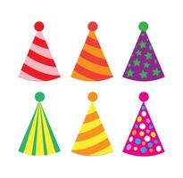 Colored hat for party celebration birthday set vector illustration