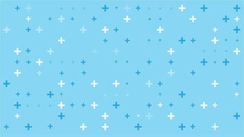 Seamless pattern of evenly spaced white plus symbols of different sizes vector background