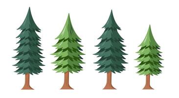 Pine tree in four different shapes vector illustration