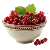 AI generated Bowl with fresh red currant isolated on transparent background With clipping path.3d render png