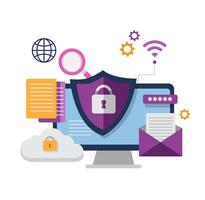 Internet security design colorful vector illustration