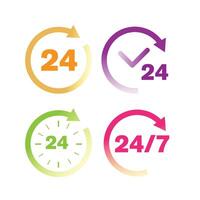 24 hours a day service icon set vector illustration