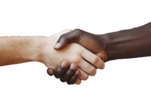 Close up two man shaking hand isolated on transparent background With clipping path.3d render png