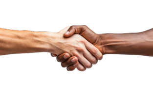 Close up two man shaking hand isolated on transparent background With clipping path.3d render png