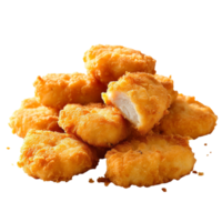 knippa av kyckling nuggets isolerat på transparent bakgrund med klippning bana.3d framställa png