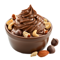 Chocolate cream with nuts isolated on transparent background With clipping path.3d render png