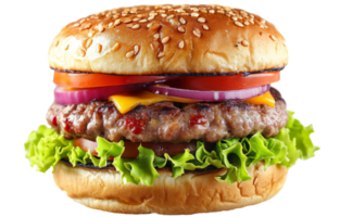 Classic hamburger isolated on transparent background With clipping path.3d render png