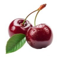 Cherry isolated on transparent background With clipping path.3d render png