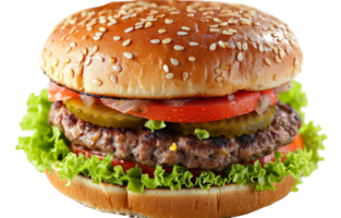 Classic hamburger isolated on transparent background With clipping path.3d render png