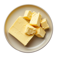 AI generated butter in a plate isolated on transparent background With clipping path.3d render png