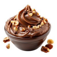 chocolate creme com nozes isolado em transparente fundo com recorte caminho.3d render png