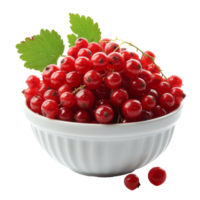 AI generated Bowl with fresh red currant isolated on transparent background With clipping path.3d render png