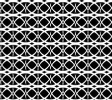 Vector seamless geometric texture in the form of a pattern of white circles and ovals on a black background