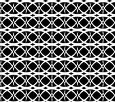 Vector seamless geometric texture in the form of a pattern of white circles and ovals on a black background