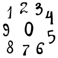 A set of numbers drawn in doodle style in black on a white background vector