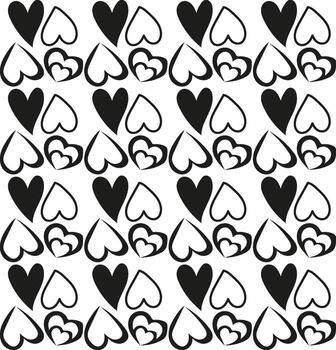 Seamless texture in the form of a pattern of hearts in doodle style vector