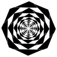 Original round print in the form of black triangles arranged in a circle on a white background vector