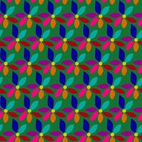 Original abstract floral pattern in the form of multi-colored flowers on a green background vector