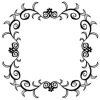 Black and white doodle style frame with floral pattern vector