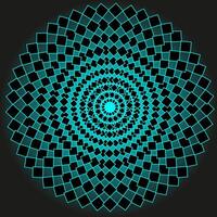 Round abstract pattern in the form of black and blue squares on a gray background vector