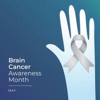 Brain Cancer Awareness Month design template good for celebration usage. grey ribbon vector template. flat design. eps 10.