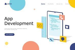 App Development Vector Illustration Concept, Suitable for web landing page, ui,  mobile app, editorial design, flyer, banner, and other related occasion