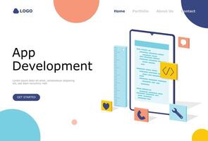 App Development Vector Illustration Concept, Suitable for web landing page, ui,  mobile app, editorial design, flyer, banner, and other related occasion