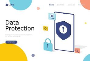 datos proteccion vector ilustración concepto, adecuado para web aterrizaje página, ui, móvil aplicación, editorial diseño, volantes, bandera, y otro relacionado ocasión