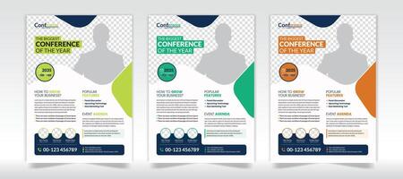 Business conference flyer design layout template in A4 size with organic shape vector