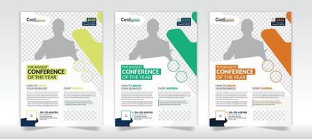 Modern conference business flyer vector design template. With modern shape flyer template