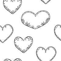 Seamless pattern with doodle hearts vector