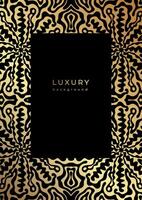 Luxury 70s style template with golden ornate frame. Gold and black wavy pattern. Frame design for cover, poster, flyer. vector