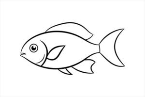 continuous out line art of Beautiful aesthetic sea fish vector art illustration.