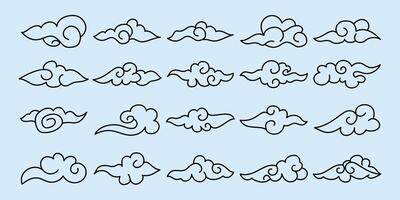 Chinese style clouds set illustration. vector