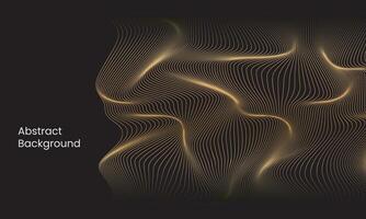 Vector wavy lines pattern smooth curve flowing dynamic gold gradient light isolated on black background for luxury