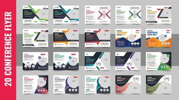 Corporate horizontal business conference flyer template bundle or online webinar and technology conference social media banner layout, live webinar event invitation banner design template bundle vector