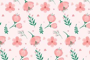 Seamless Pattern Pink Flower Vector Illustration