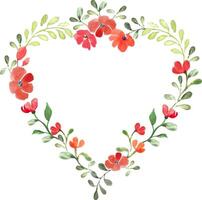 Watercolor floral heart frame. Hand drawn illustration. Vector EPS.