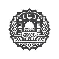Icon elements for an Islamic theme, with a luxury style, monochrome, flat, black and white vector