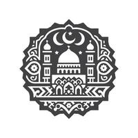 Icon elements for an Islamic theme, with a luxury style, monochrome, flat, black and white vector